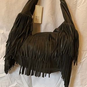 Leather Fringe hobo bag